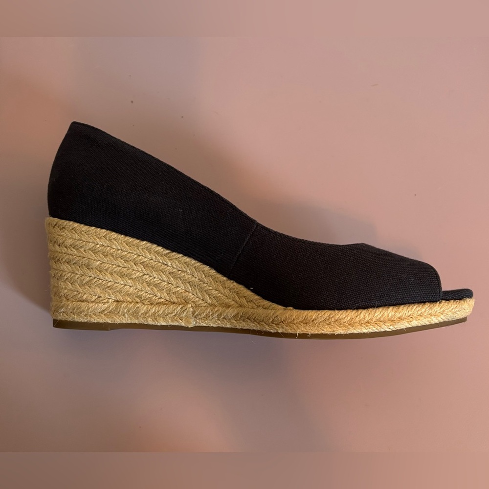 Bandolino Nuri Peep Toe Espadrille Wedge Pump Navy Blue - Size 8.5 - Picture 8 of 11